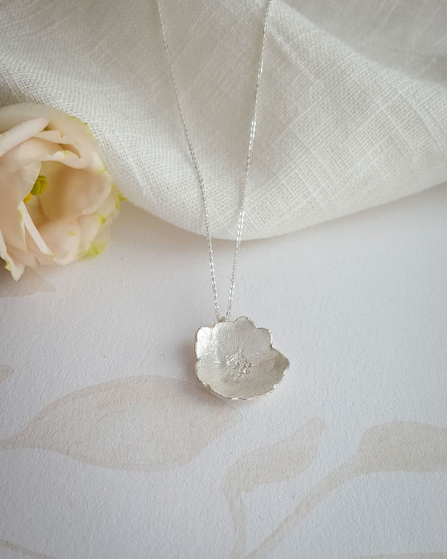 Silver Small Rose Flower Necklace